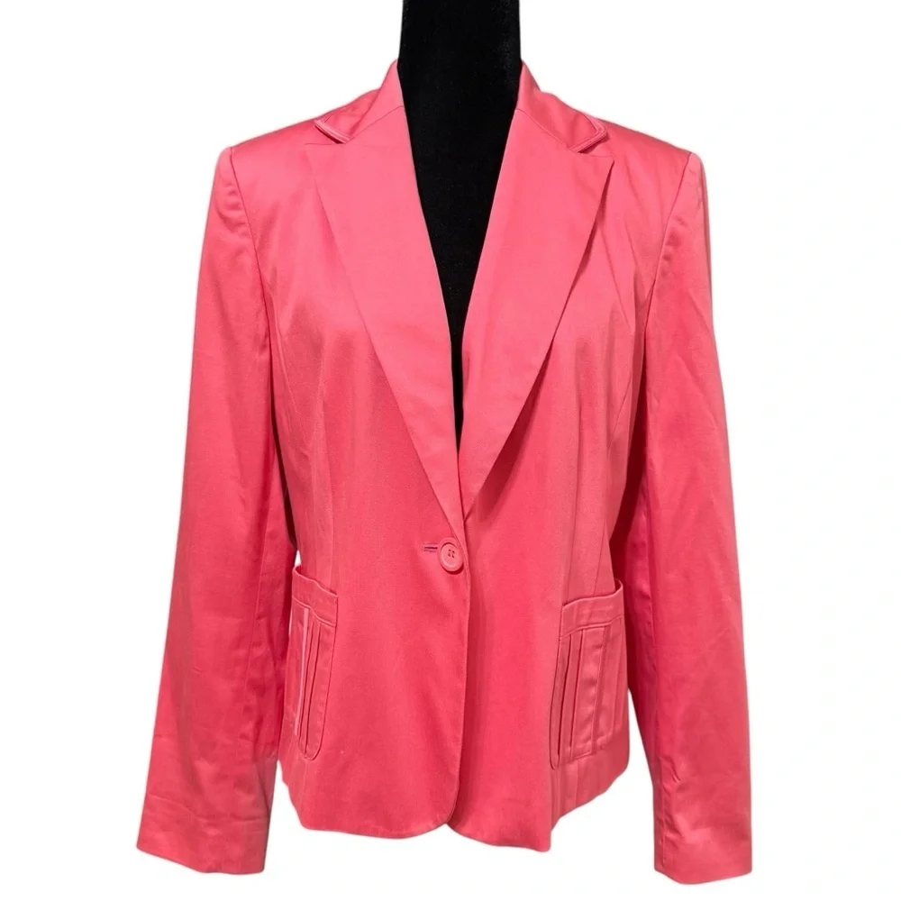 INC Pink Blazer Large Single Button Office Careerwear Siren Power Jacket 90s Y2K